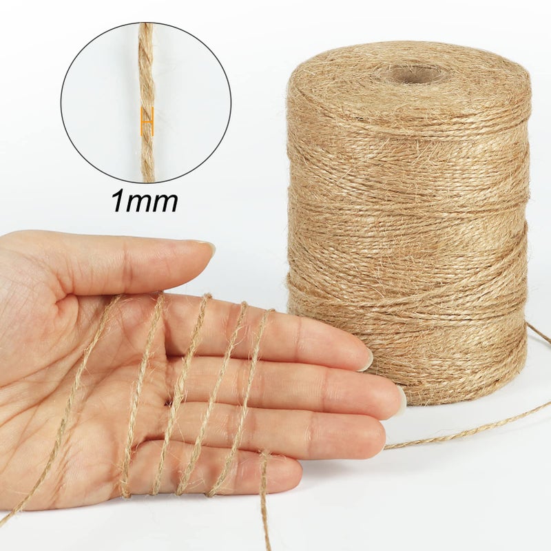 Tenn Well Natural Jute Twine, 984 Feet 2Ply 1mm Thin Brown Twine String for Crafts, Crocheting, Gift Wrapping, Gardening, Farmhouse Decor, Christmas Ornaments - Image 3